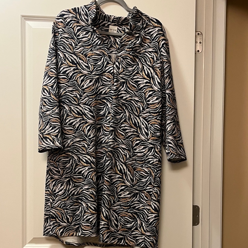 NIC+ZOE Forest Fern Long Sleeve Shirt Dress